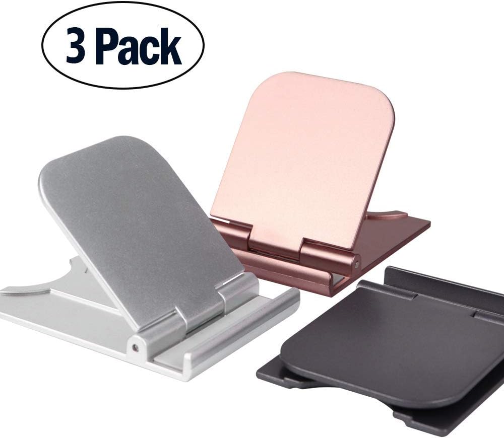 【2021 New Technology】 Cell Phone Stand 3-Pack Holder Desk Lightweight Portable Foldable Tablet Stands Desktop Cradle for iPhone Android iPad Smartphone Office Supplies Accessories 10 Years Returnable
