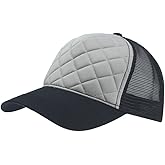 The Vintage Year Plain Cotton Structured Mesh Adjustable Trucker Sports Baseball Cap (Quilt Black/Gray/Black)
