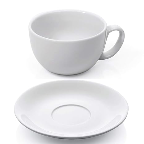 Gastro Spirit XL Tassen Set 12-TLG. weiß Porzellan Kaffeetasse Untertasse Café au Lait Milchkaffee Cappuccino Caffè Latte Kaf