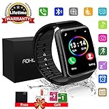 Bluetooth Smart Watch Touchscreen with Camera,Unlocked Watch Cell Phone with Sim Card Slot,Smart Wrist Watch,Waterproof Smartwatch Phone for Android Samsung IOS Iphone 7 6S Men Women Kids (black)