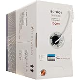 TSCables | Cat6 Plenum (CMP) 1000ft Cable, 23AWG | 100% Solid Bare Copper | 550MHz, PoE++ (4PPoE) | Unshielded Twisted Pair (