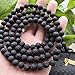 JPSOR 95Pcs 8mm Natural Round Volcanic Gemstone Beads Black Lava Stone Beads, 5Pcs 8mm Metal Beads, with 1 Roll Elastic Beading Thread for Jewelry Making & 1 Non-Woven Pouch
