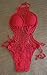 Eternatastic Women Crochet Knit Monokini Swimsuit Lined One-Piece Bikini Swimwear L Red