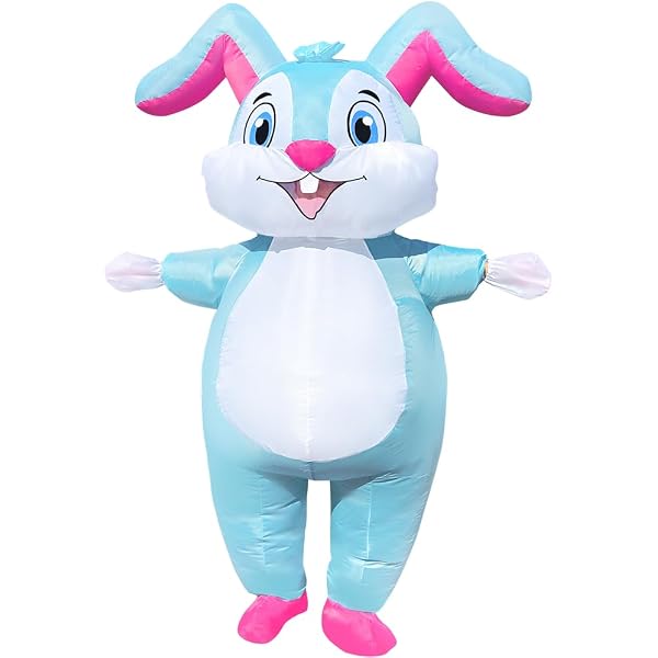 Adult Easter Bunny Costume Set – Full Bunny Suit With Headgear, Gloves & Shoe Covers For Parties