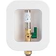 Lingmfg Ice Maker Outlet Box Push To Connect with Hammer Arrestor, 1/2 inch Push to Connect PEX Pipe, Copper, CPVC, Connection 1/4 Inch Ice Maker Hose, Water Valve Box Inlet Compression Cover Old Work