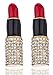 Goldtone with Red Iced Out Lip Stick Stud Earrings