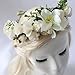 Sunrisee Flower Headband Women Floral Crown Headpiece with Adjustable Ribbon for Wedding Festivals, White