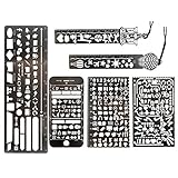 JUSLIN Pack of 6 Stainless Steel Portable Drawing Painting Stencils Scale Template Sets Graphics Stencils for Scrapbooking