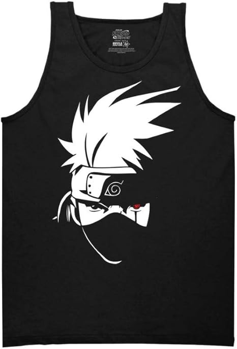 Amazon Com Ripple Junction Naruto Shippuden Adult Kakashi Black And White Head On Light Weight 100 Cotton Tank Clothing