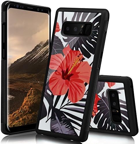 Ademen Samsung Galaxy Note 8 Case, Red Tropical Flower Design Hard PC Soft Silicone Protective Durable Shockproof Case For Samsung Galaxy Note8