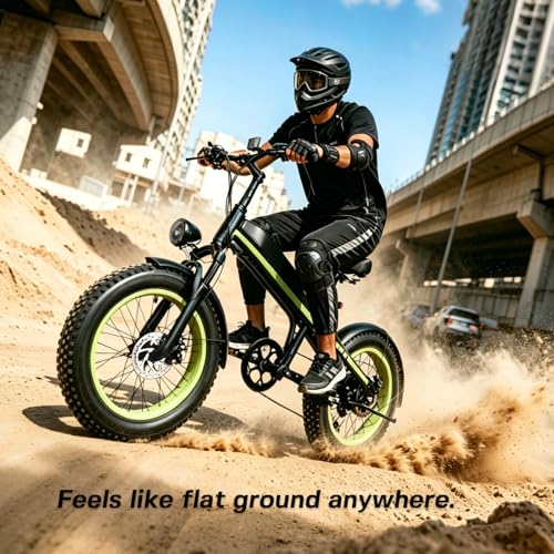 ZoulaGlide Electric Bike, 20 inch Fat Tire E-Bike for Adults, 500W Peak Motor with Pedal Assist, 90 KM Range, Adjustable Seat, 36V Battery, Dual Disc Brakes