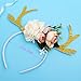 Tinksky Funny Deer Antler Headband with Flowers Blossom Novelty Party Hair Band Head Band Christmas Fancy Dress Costumes Accessory Christmas Birthday Gift for kids girls (Khaki)