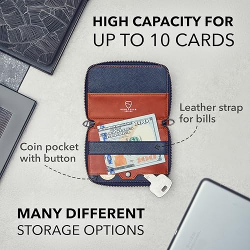 Vaultskin Notting Hill zip wallet with RFID protection (Cognac)