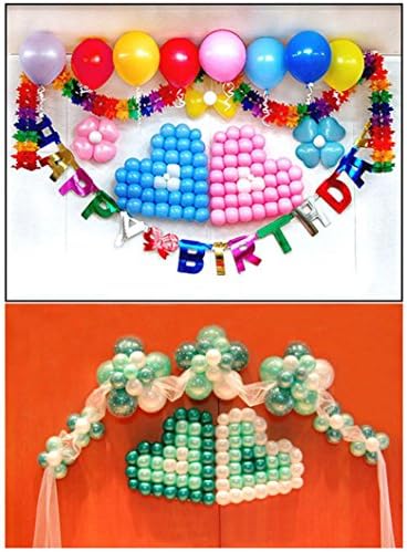 Yeefant 4x18 Inch Pentagram Aluminum Balloon, 2x18 Inch Heart Balloon, 10x Latex Balloon, 5x Confetti balloon, 1x Happy Birthday Pull Flag,10 x Fringe,Rose Gold Birthday Wedding Party Love Decor