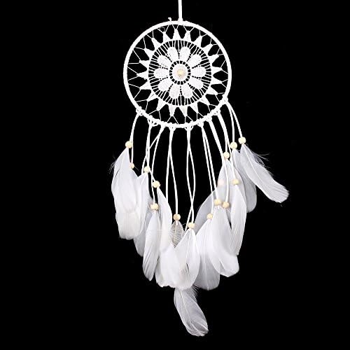 LOMOCRAFT Dream Catcher ~ Handmade Traditional Feather Wall Hanging Home Decoration Decor Ornament Craft (White NO.3)