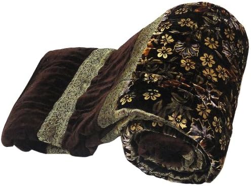 Jaipur Raga Jaipuri Floral Brown Double Bed Velvet Quilt Brown Double Bed Razai Standard
