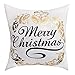 BLEUM CADE Merry Christmas Pillow Covers 4 Pack Gold Stamping Print Snowflakes Merry Christmas Decorative Sofa Throw Pillow Case Cushion Covers 18 X 18 Inch