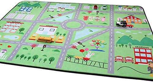 IHEARTYOU Green City Baby Play Mat Kids Floor Mat Non-Slip Non Toxic Baby Crawling Mat Infant Creeping Mat Nursery Rug Baby Rug, 78.7"x59", 0.8" Thick