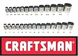Craftsman Laser Etched Easy Read 28 Piece SAE Standard & Metric 3/8" Drive 12 Point Shallow Socket Set