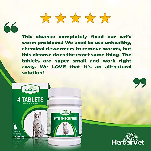 HerbalVet 4 Tablets Cat Intestinal Cleanse Cat Dewormer Alternative