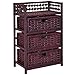 Giantex 3-Drawer Storage Organizer End Table Side Cabinet Nightstand for Bedroom, Office & Living Room Hand-Woven Paper Rope Storage Chest w/Solid Wood Frame 3 Drawers, Reddish Brown