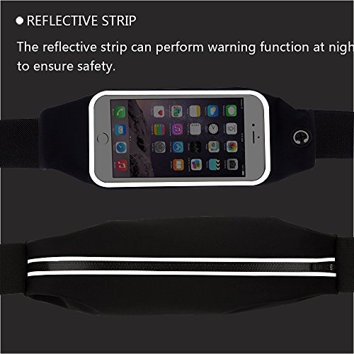 Waist Packs iBarbe Running Waist Pack Waterproof Fanny Pack Running Belt Two Security Pockets Exercise Band Fitness Pouch Universal Sports Waistband for Passport/card/wallet/cash/Phone(Black 1 Pack)