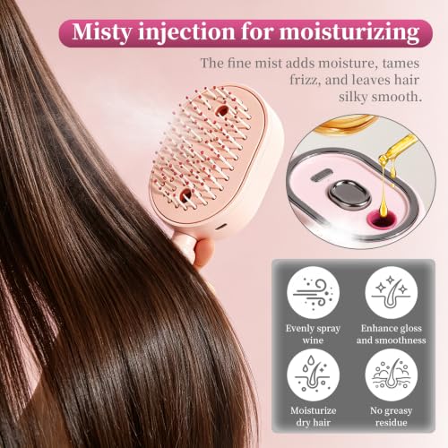 Electric Spray Air Cushion Massage Comb, Electric Steam Brush, Steam Hair Straightener Brush, For Wet & Dry Hair, Portable Home Styling Tool (1pc Purple)