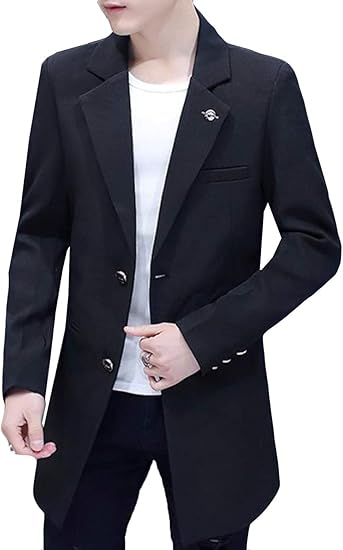 Amazon Mengfanメンズ スーツ 春 秋 夏 ロング丈 コート ジャケット 薄手 トップス ジャンパー メンズ スーツ カジュアル ファッション アウター メンズ スリム 上着 通勤 お仕事 無地 コート コート ジャケット 通販