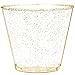 Glitter Disposable Cups | 5 oz. 100 Pack | Clear Plastic Cups | Gold Glitter Plastic Party Cups | Disposable Plastic Wine Glasses for Parties | Plastic Cocktail Glasses | Wedding Holiday Tumblers