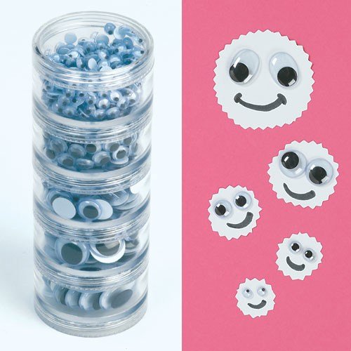 Baker Ross Black & White Self-Adhesive Wiggle-Eye Stack and Container- Ideal for Decorating, Model-Making, Kids' Arts and Crafts, Gifts, and More (Pack of 560)