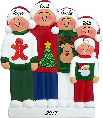 Ugly Christmas Sweater: 5 People Personalized Christmas Ornament