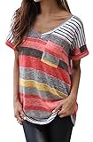 T Shirts for Women Casual Short Sleeve V Neck Blouse Tees Tops From Koobea