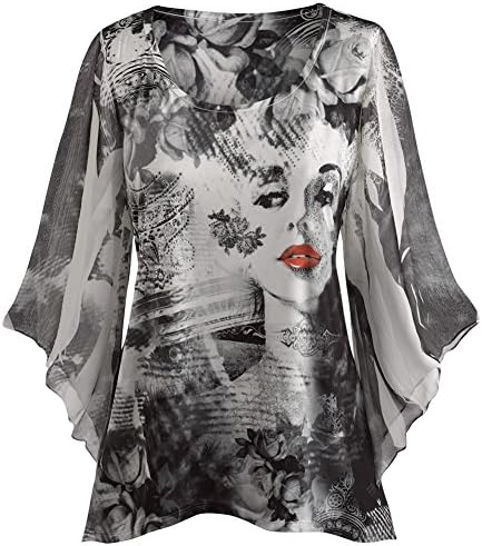 Women's Tunic Top - Marilyn Monroe Sublimated Print Bell Sleeve Blouse - Small