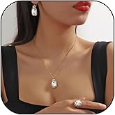 Sliver Rhinestone Necklace Earrings Set Jewelry Sets Statement Necklace Dangle Earrings Jewelry Set for Women