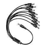 ANNKE 2.1mm 1 Female to 8 Male Power Splitter Cable for CCTV Security Surveillance Accessories Black