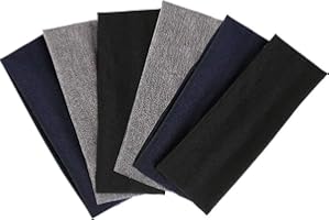 KIMOBER 6PCS Yoga Headbands for Men,Mixed Colors Soft Elastic Mens Sweatband Sports Headband for Running,Cycling,Basketball,Y