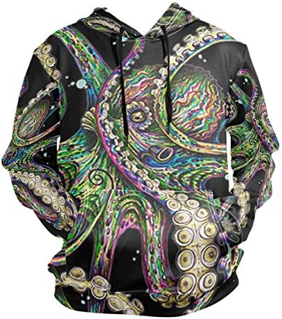 Trippy Psychedelic Octopus Mens 3D Print Fashion Hoodies Pullover Athletic Hooded Sweatshirt with Pocket