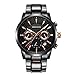 Men's Watches Luxury Diamonds Sports Casual Dress Business Watch Quartz Analog Waterproof Chronograph Date Wristwatch Stainless Steel Band Black Color