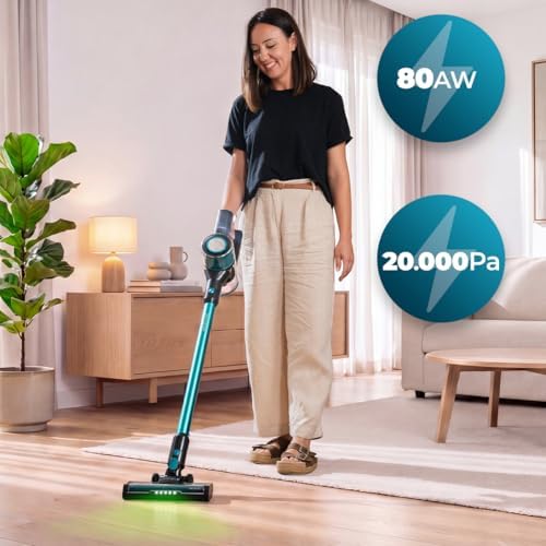 Scopa elettrica senza fili Conga Rockstar P50 Neo. 80 AW, 20000 Pa, Motore BLDC da 265 W, Autonomia 50 min in modalità Eco, Serbatoio 1200 ml, Spazzola mista con HairOut, Antigroviglio