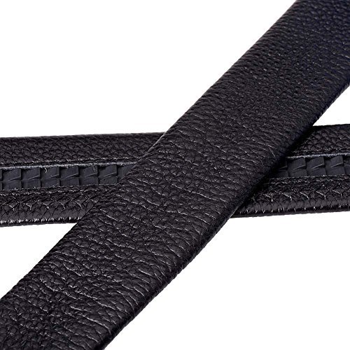 Vbiger Men’s Shining Metallic Buckle Leisurable Business Cowhide Leather Belt (49.2 inches, Black 1)