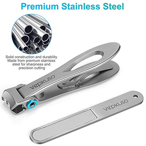 Nail Clippers for Thick Nails -Stainless Steel Heavy Duty, Wide Mouth Professional Fingernail and Toenail Clippers Set for Men, Women & Seniors,Sliver