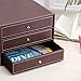 MyGift Executive 3-Drawer Leatherette Office Filing Document Cabinet Drawer Box, Brown