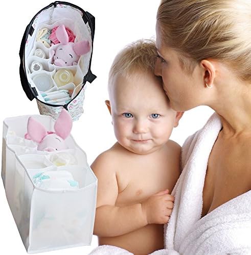 Portable Baby Diaper Nappy Changing Organizer Insert Storage Bag Outdoor Liner (M, White)