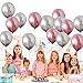 12inch 50 Pcs Latex Metallic Balloons, 25 Pcs Pink Metallic Balloons+25 Pcs Silver Metallic Balloons, Helium Shiny Balloons, Party Decoration Compatible Wedding Birthday Baby Shower Graduation party