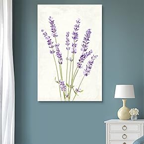 Canvas Wall Art - Vintage Style Purple Lavender Flowers on Grunge Background - Giclee Print Gallery Wrap Modern Home Art Ready to Hang - 12x18 inches