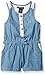 Calvin Klein Baby-Girls Light Denim Romper with Crochet Lace Trim,Blue,6