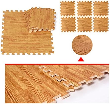18 Sq Ft Eva Wood Grain Cushioned Floor Mat Interlocking Foam Puzzle Work Gym