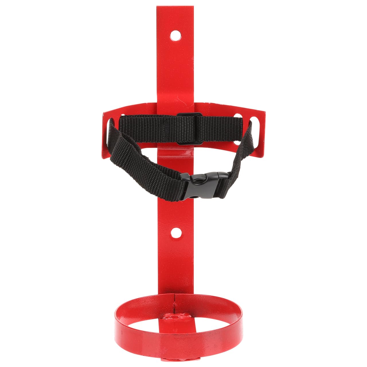 Photo 1 of VILLCASE Universal Fire Extinguisher Bracket, Fire Extinguisher Mount, Heavy Duty Iron Wall Mount Holder with Adjustable Straps for Home, Office, Boat, Car, Red