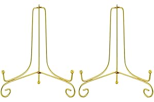 Artliving (2 pack 8 Inch Iron Display Stand, Gold Iron Easel Plate Display Photo Holder Stand, Displays Picture Frames, Cookbooks, Decorative Plates, Tablets and Art