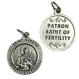 Saint St Gerard Patron of Fertility Birth Difficulties Silver Tone Italian Medal Pendant Charm Catholic Made in Italy 3/4 Inch